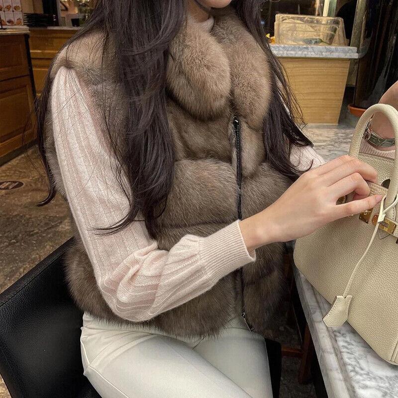 Autumn Winter Women's Faux Mink Fur Slim Vest Sleeveless Waistcoat Jacket