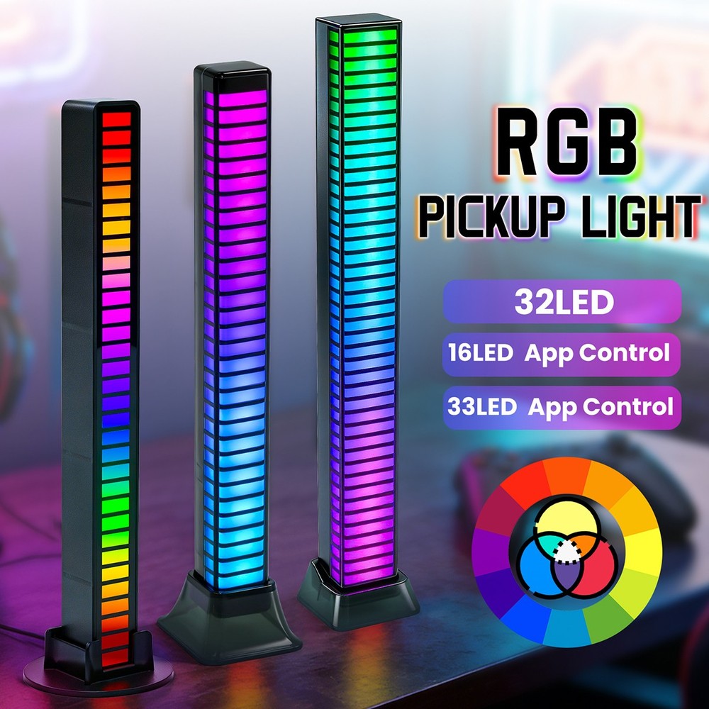 Sound Voice Activated Light Pickup Rhythm Music RGB LED Strip Tube Car Bar Lamp