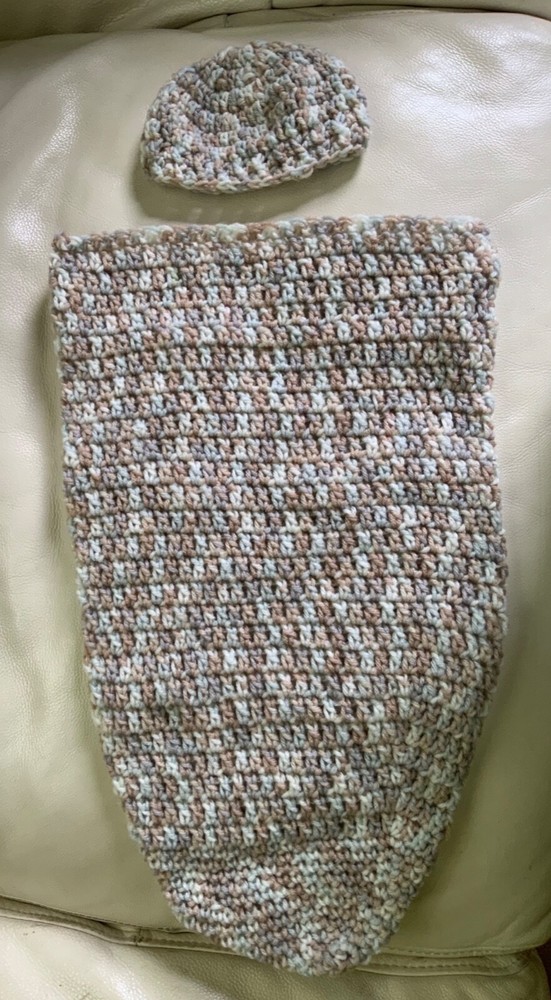 knitted infant stroller sack and matching hat