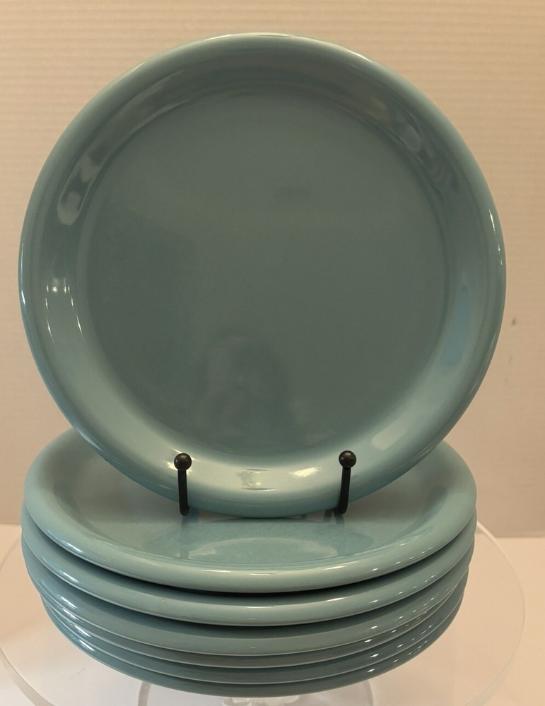 Crown Corning Japan 9” Luncheon Salad Plates Aqua, Blue, Turquoise Set Of 7. EUC