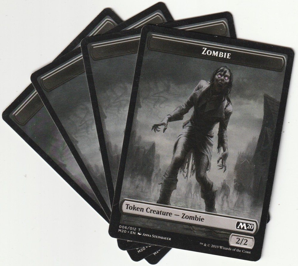 ✪ 4 MAGIC The Gathering ZOMBIE Black Token Creature PLAYSET M20/EN 2019