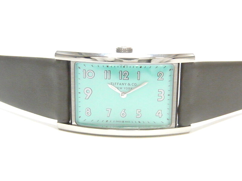 Tiffany Co. East West Mini 36668679 Tiffany Blue Women s SS Leather Watch