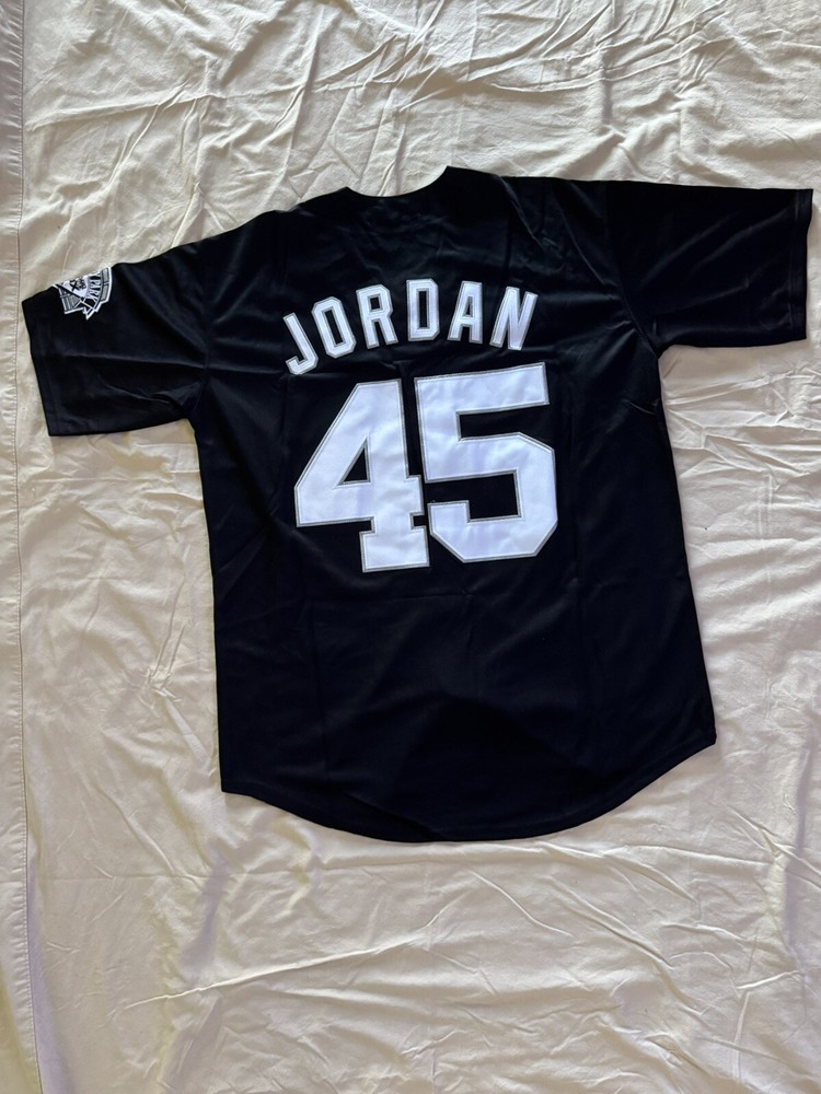 New!!! Chicago White Sox #45 Michael Jordan BLACK Baseball Jersey Medium