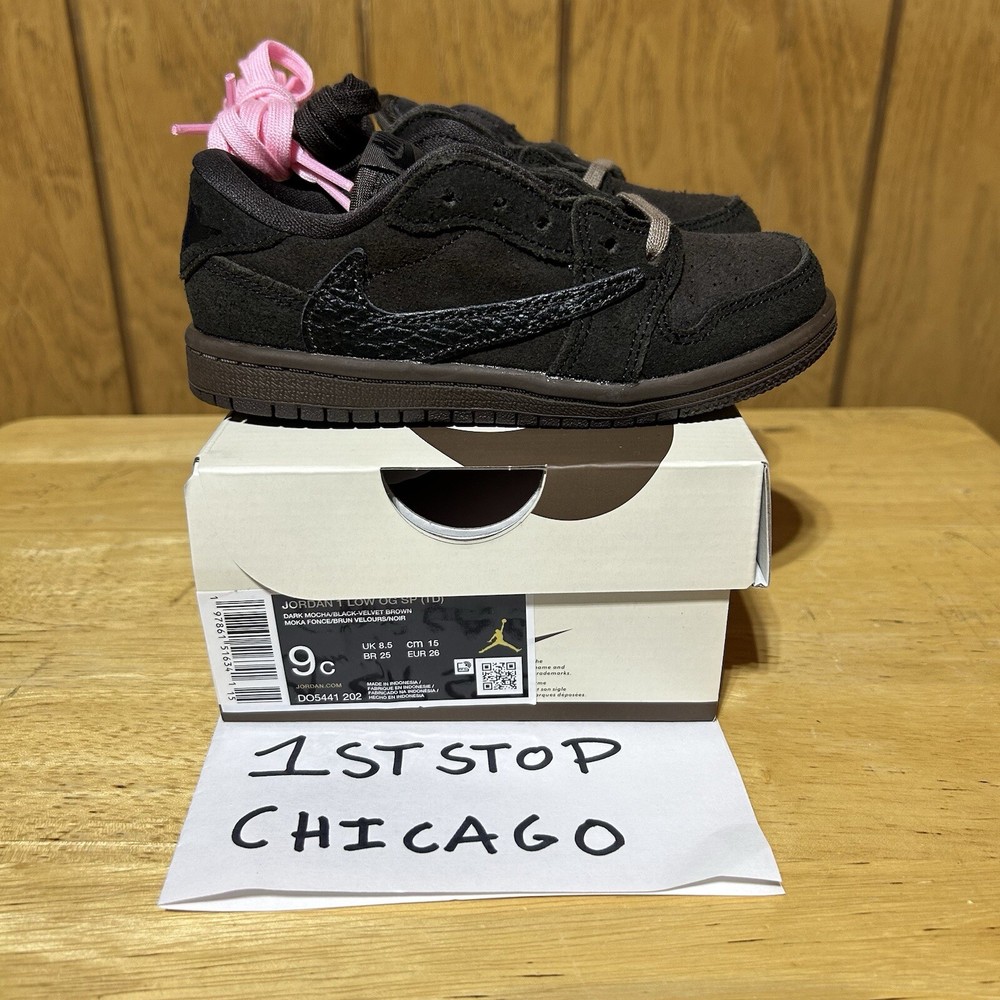 Nike Air Jordan 1 Low Travis Scott OG SP TD 9C Velvet Brown Toddler DO5441-202