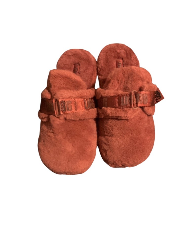 NEW UGG Fluff It Lamb Shearling Mens Size 10 Slippers Red Wine House Shoe Slide