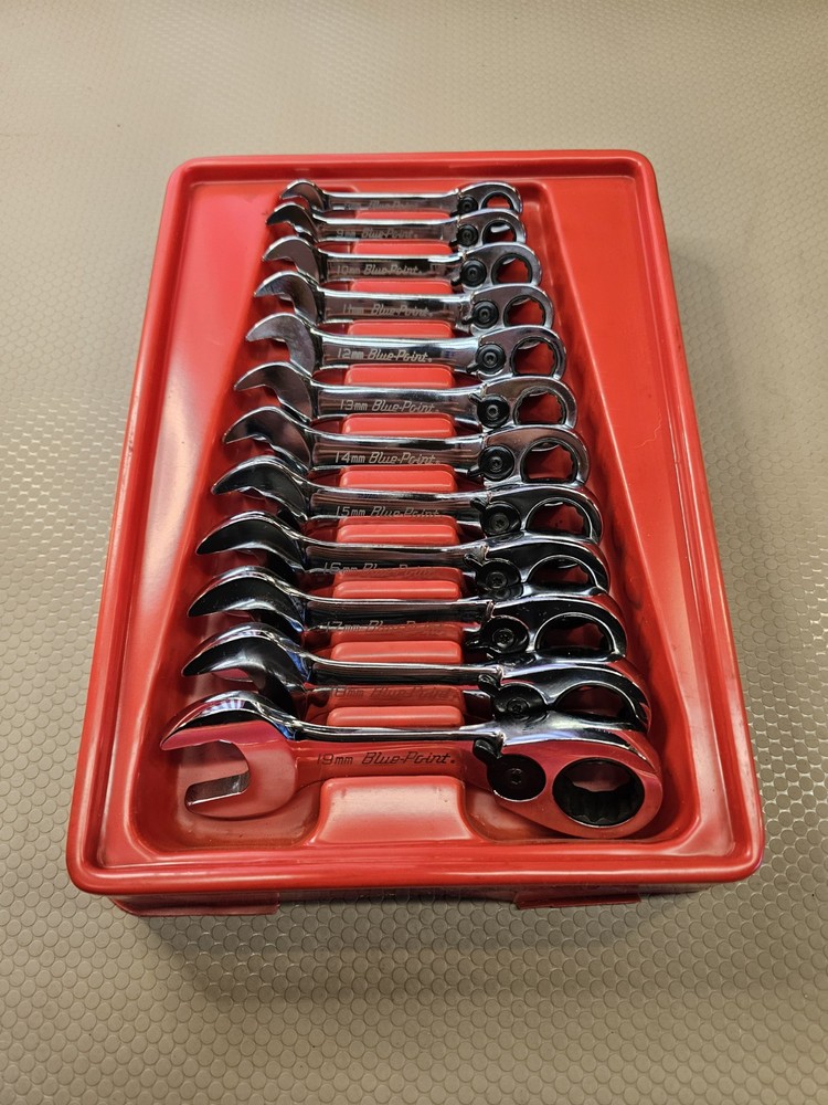 Blue Point Snap On BOERMS712 12pc Stubby Ratchet Spanner Set 8-19mm Metric *MINT