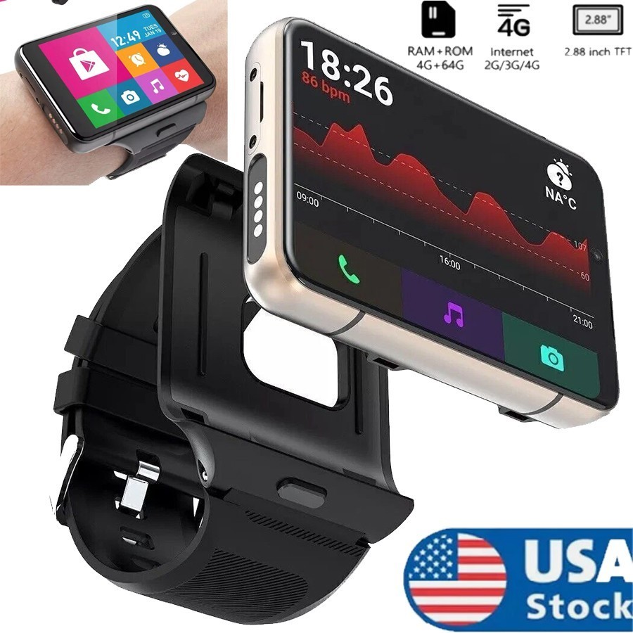 Smart Watch 2.88 Touch Screen 4G Android iOS 4+64GB Wristphone