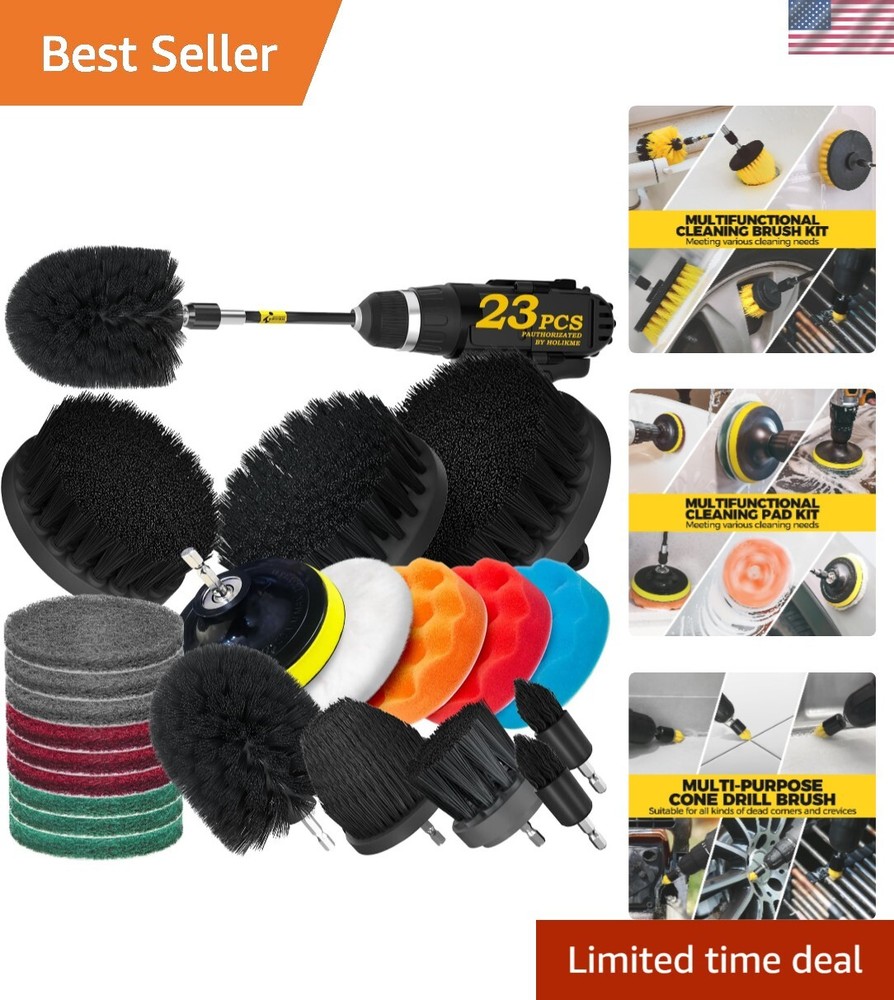 23Pc Drill Brush Scrub Pad Set for Carpet Auto Tile Sink Bathroom Kitchen Cleaning