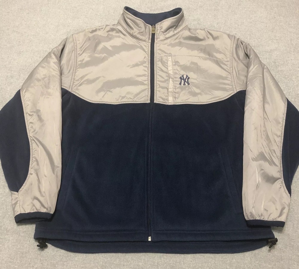 Majestic New York Yankees Full Zip Fleece Nylon Jacket Size Large MLB