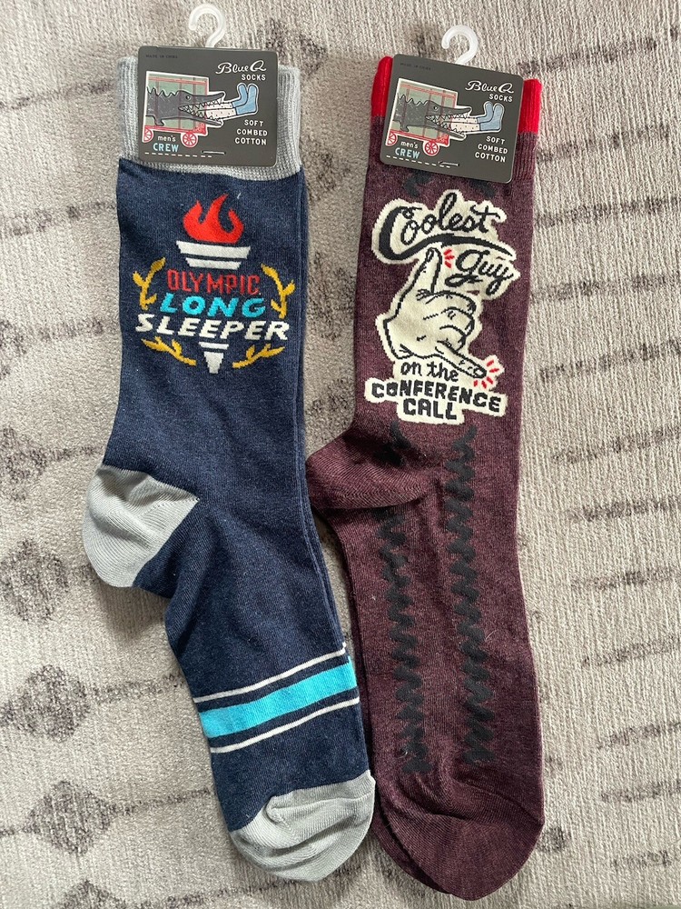 Lot 2 Men’s Blue Q Socks “Olympic Long Sleeper”  And Coolest Men's Size 7-12