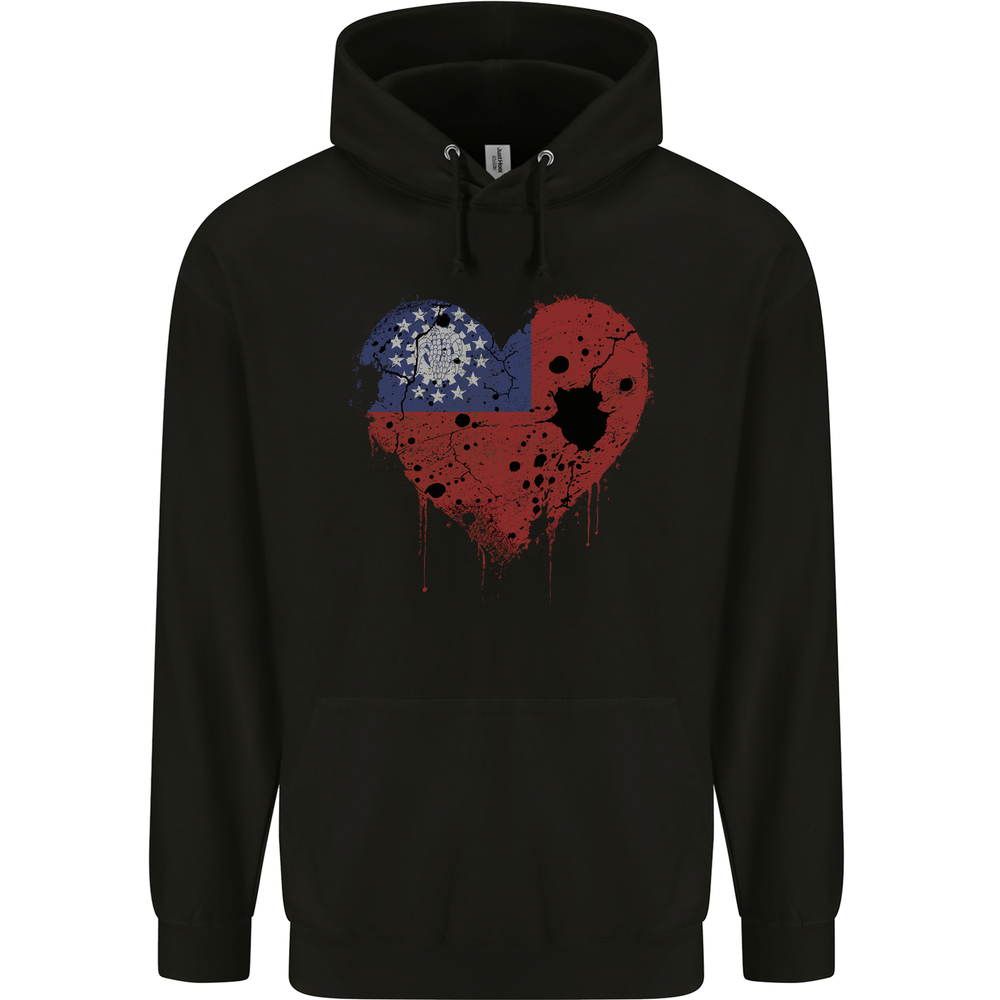 Love Myanmar Flag Burmese Day Football Mens 80% Cotton Hoodie