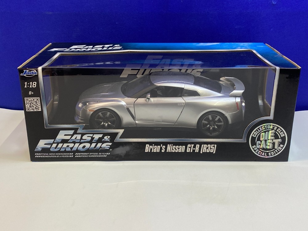 JADA 1/18 SCALE FAST & FURIOUS BRIAN'S NISSAN GT-R (R35) RARE SILVER