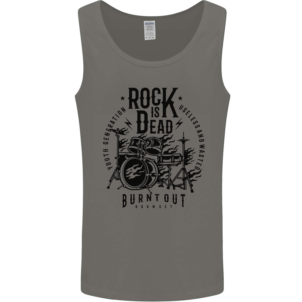 Rock is Dead Drum Kit Drummer Drumming Mens Vest Tank Top