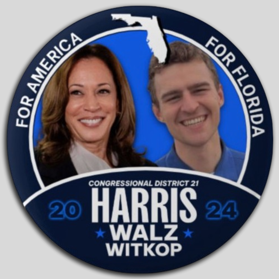 Kamala Harris Thomas Witkop Congress Pin Button Jugate Florida Democrat Pres