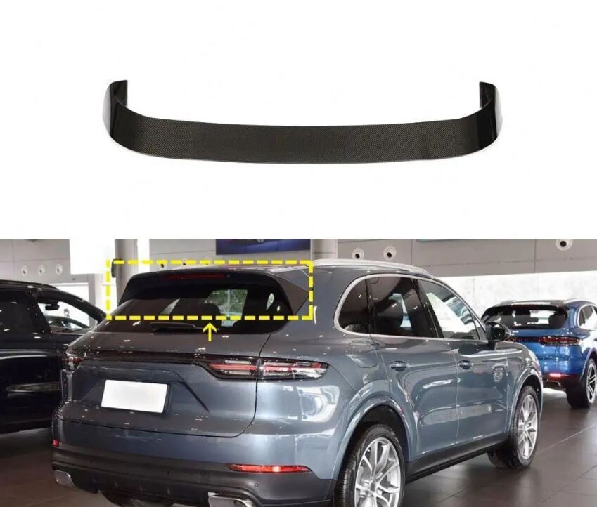 For Porsche Cayenne GTS Turbo S 18-20 Carbon Fiber Spoiler Lip Black