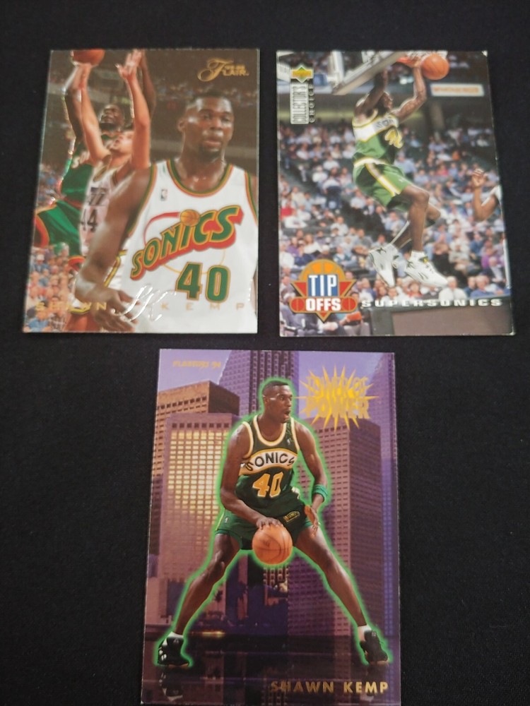 SHAWN KEMP - Seattle Supersonics - LOT of 3 NBA Basketball Cards
