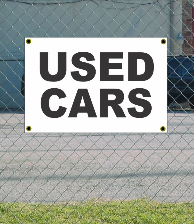 2x3 Black & White Used Cars Banner Sign with New Discounted Price and Free Shipping Included