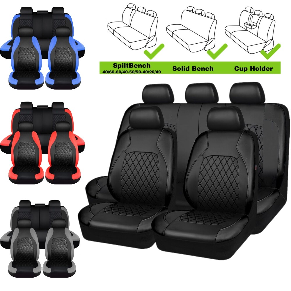 For Honda Car Seat Covers PU Leather Full Set 5 Seats Front Rear Protectors USA