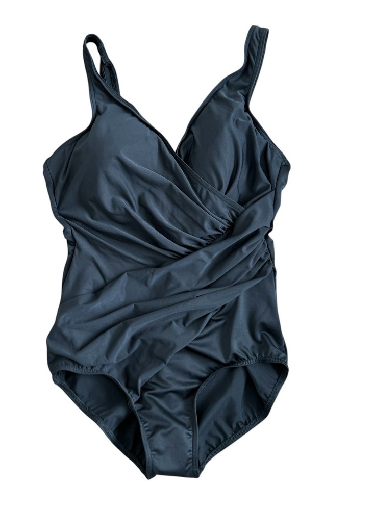 Miracle Suit Oceanus Black One Piece Swimsuit Size 16D Slimming Shaping Ruched Design NWT