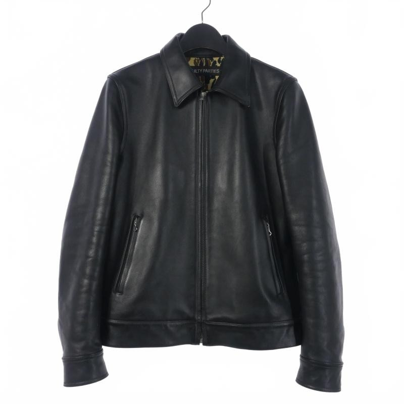 Wacco Maria2 Cow Leather Camouflage Jacket for Men in Black Free Single Rider Style