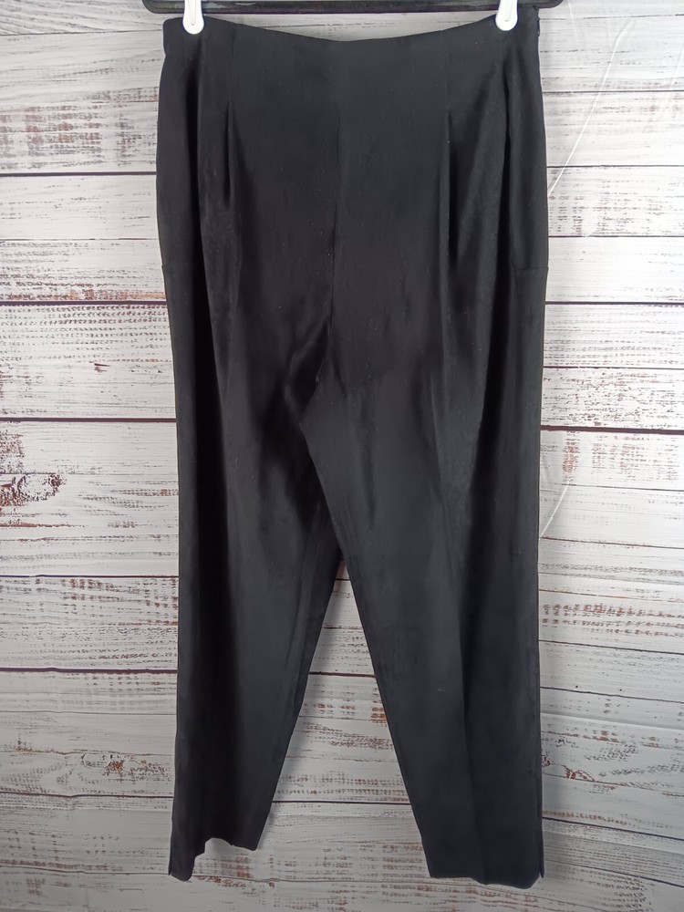 Harve Benard Pants  Velour Women's Size 12 Black Pleated Waist High