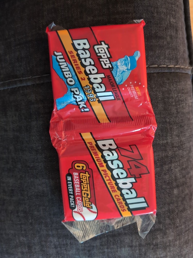 1993 Topps Series 2 Jumbo Pack w/74 cards, 6 gold cards