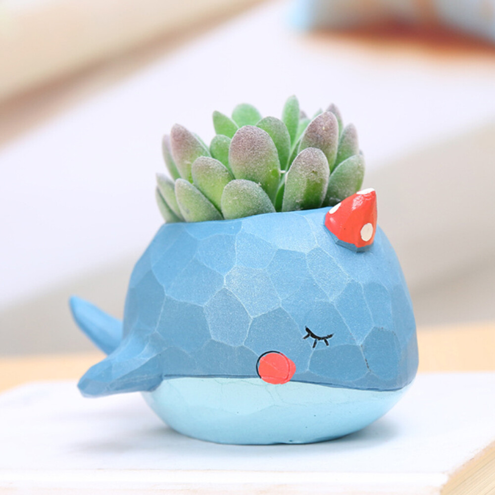 Resin Whale Flower Pots Succulent Planter Nursery Pot Home Decoration for