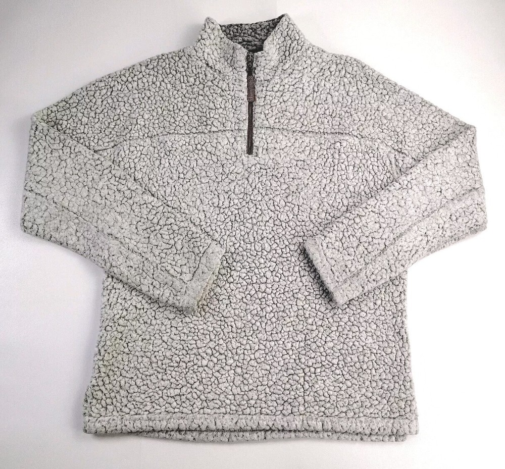 Men's TRUE GRIT Frosty Tip Sherpa Fleece 1/4 Zip Pullover Gray Small
