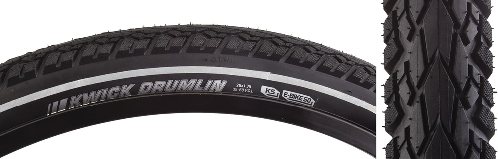 Kenda Kwick Drumlin Tire 26 x 1.75 SRC KS 60tpi WireBead, Reflective Tape
