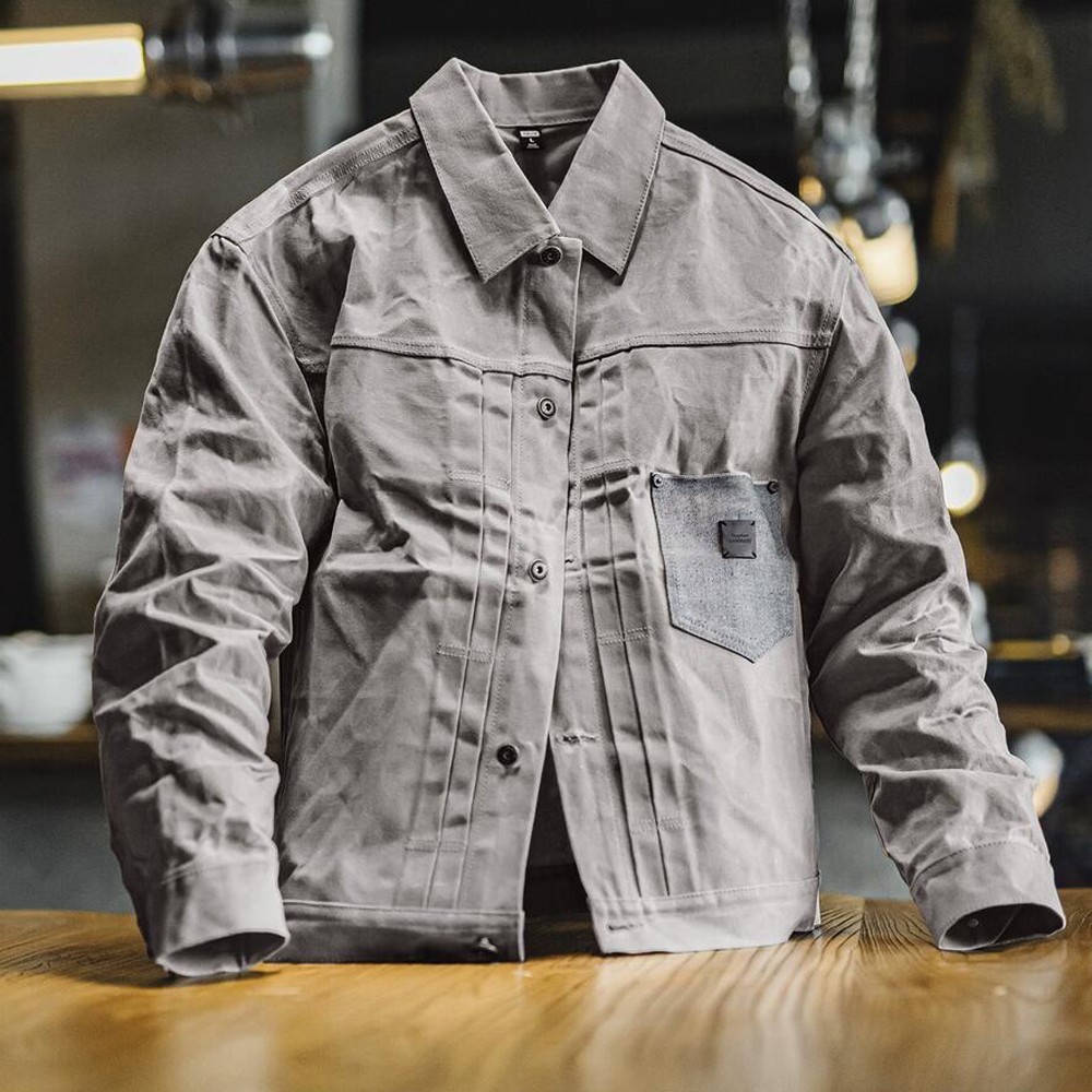 Men's Waxed Jacket Work Coat Vintage Casual Coat Slim Coat Motorcycle Jacket