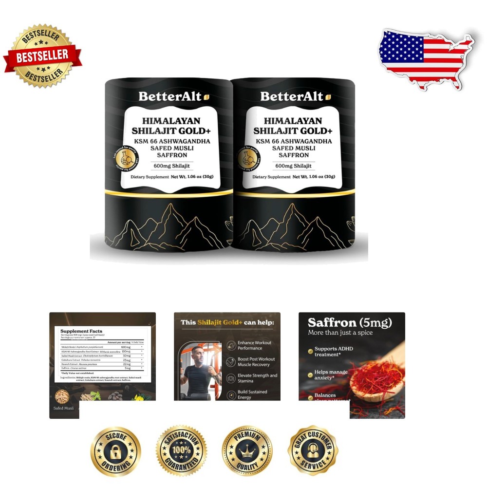 Pure Himalayan Shilajit Gold+ Double Pack 60g - Boost Energy & Performance Naturally-image