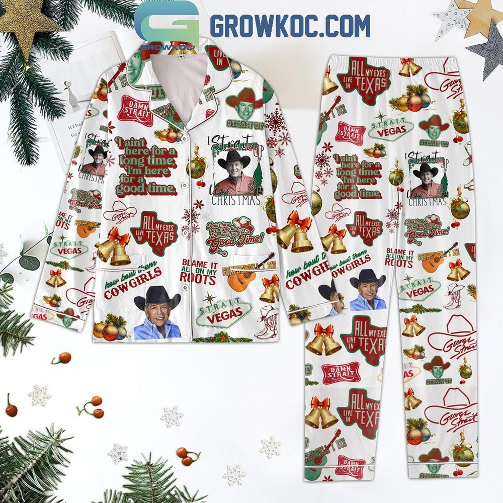 George Strait Blame It On My Roots Holiday Pajama Set 2024