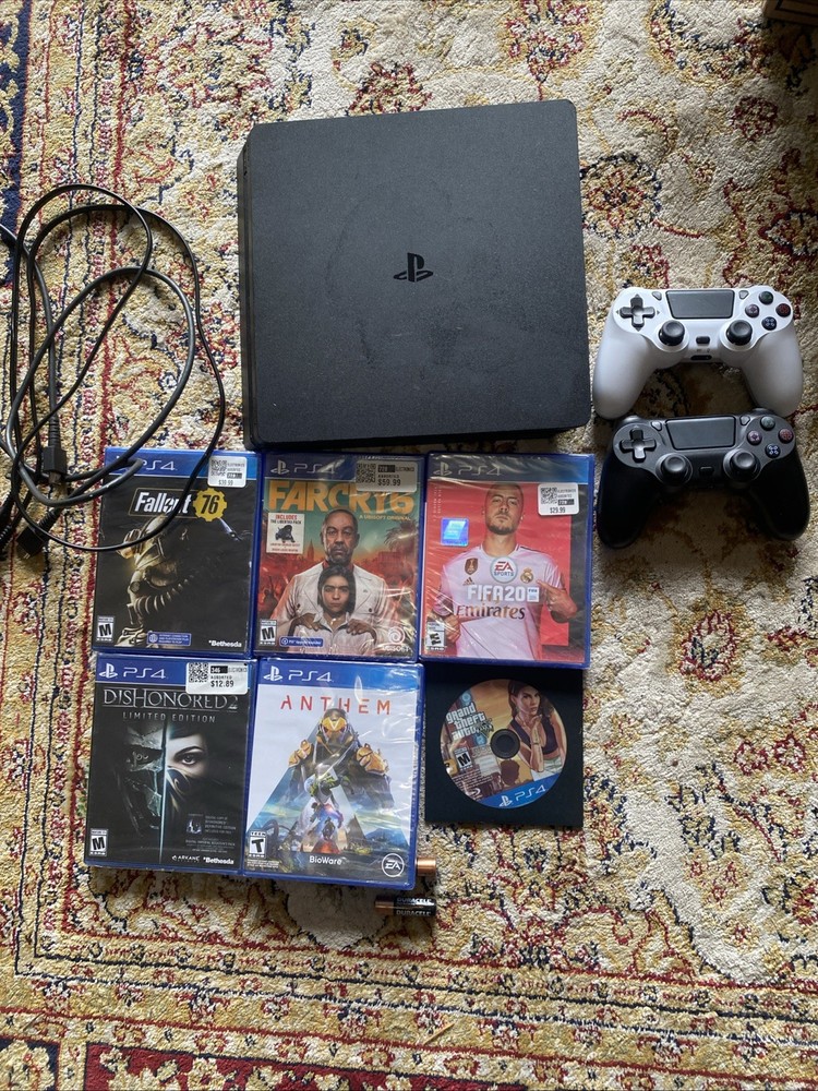 Sony PlayStation 4 Slim CUH-2215B 1TB Console Bundle 6 Games 2 Controllers