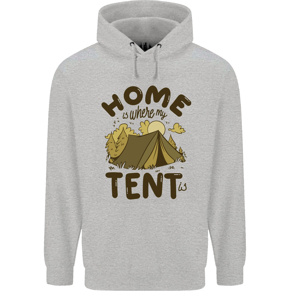 Home is Where My Tent is Funny Camping Mens 80% Cotton Hoodie
