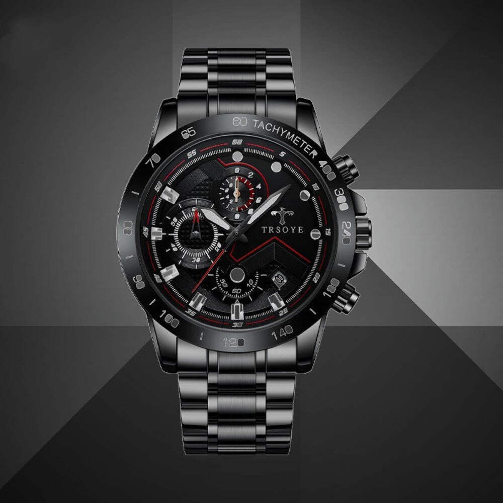 Men's Waterproof Quartz Watch with Stylish Steel Band and Multiple Color Options