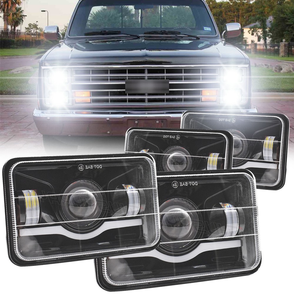 DOT 4x6 LED Headlights Hi Lo Beam DRL for 1981-1986 Chevy C10 Pickup Truck