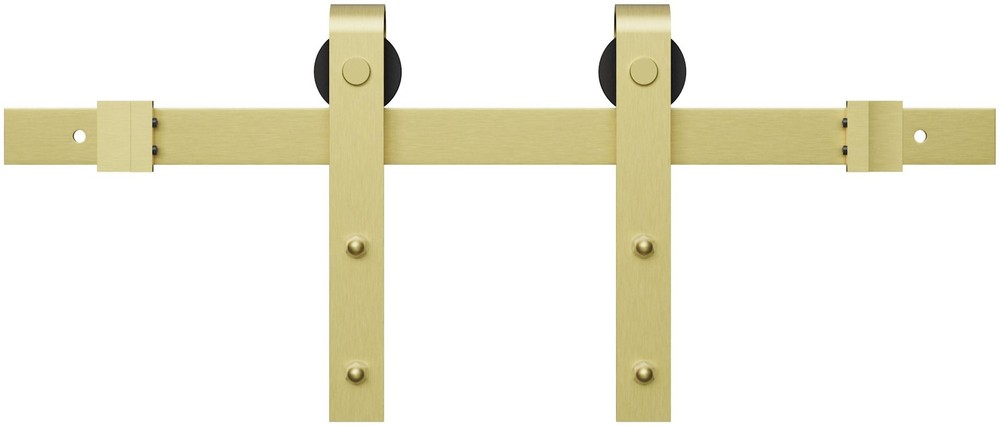 Miseno 60 Inch Brass Bent Strap Barn Door Hardware Kit MBDH0005X60