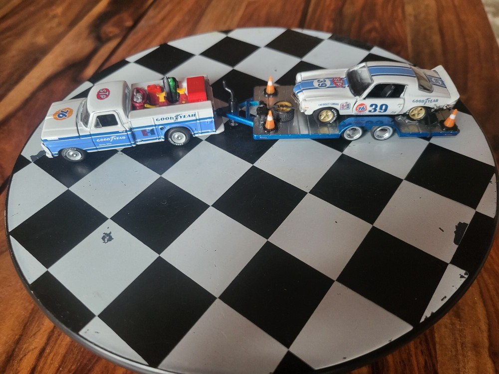 M2-1967 FORD F-100 CUSTOM CAB  GOODYEAR Utility &72Chevy Comaro Z/28 W/Trailer