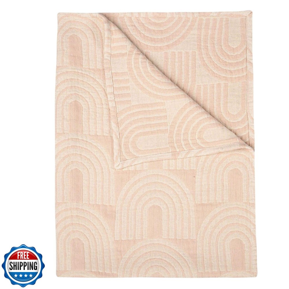 Crane Baby Blanket, Soft Cotton Jacquard Nursery and Stroller Blanket for Boy