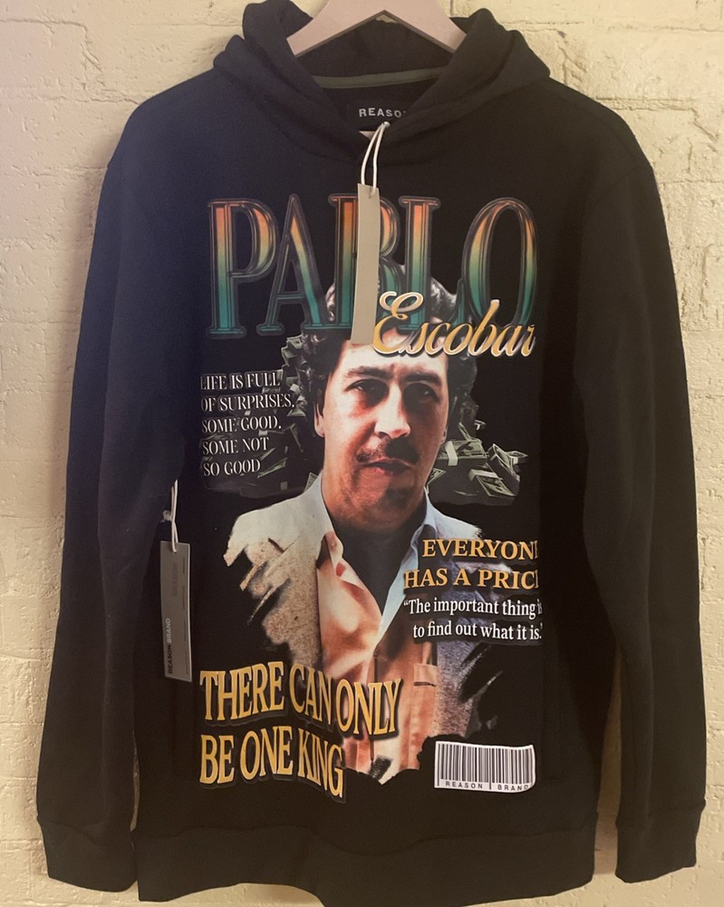 LARGE - REASON Pablo Escobar Hoodie Black Men’s L - Pullover NWT
