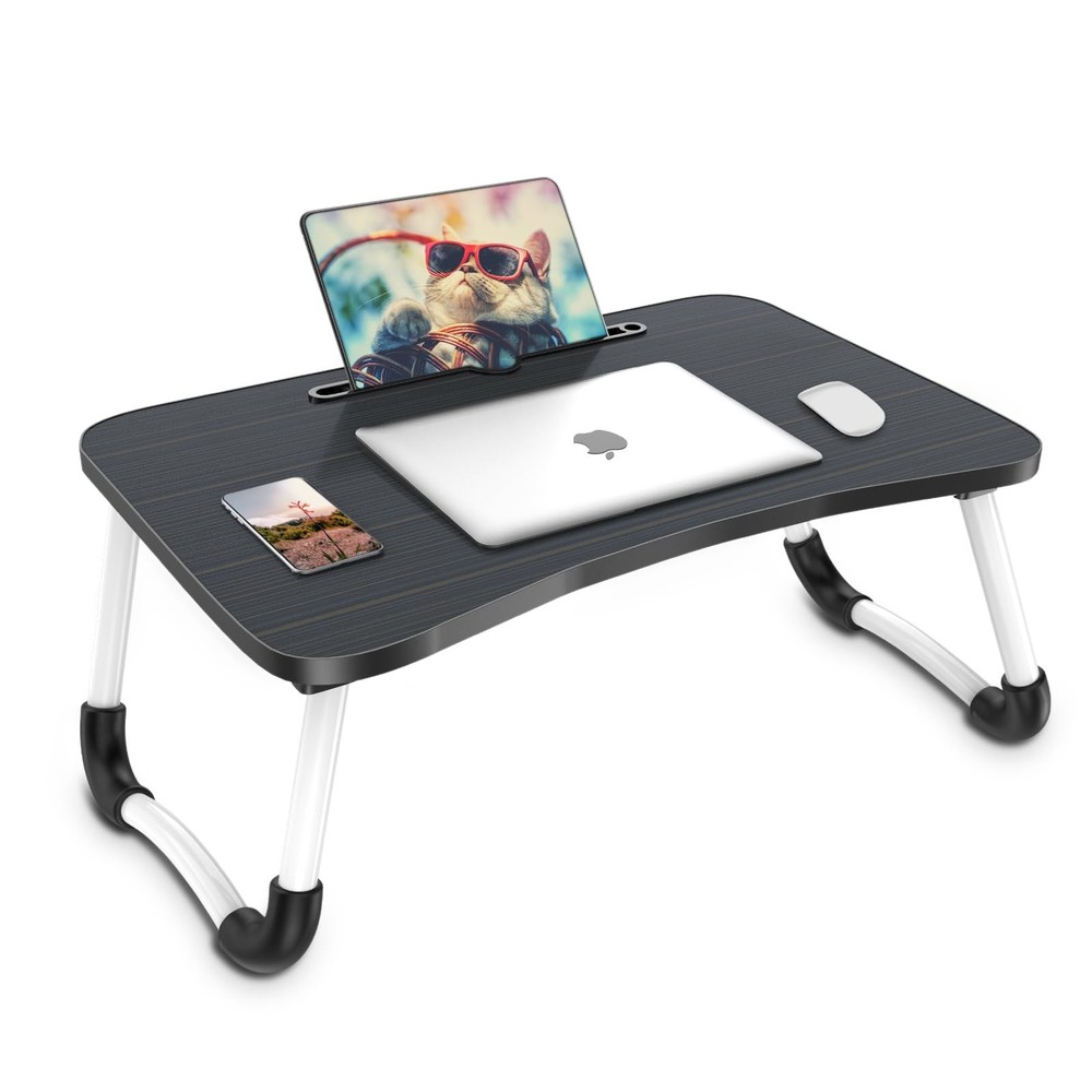 Foldable Laptop Bed Desk with Tablet Slot & Adjustable Legs