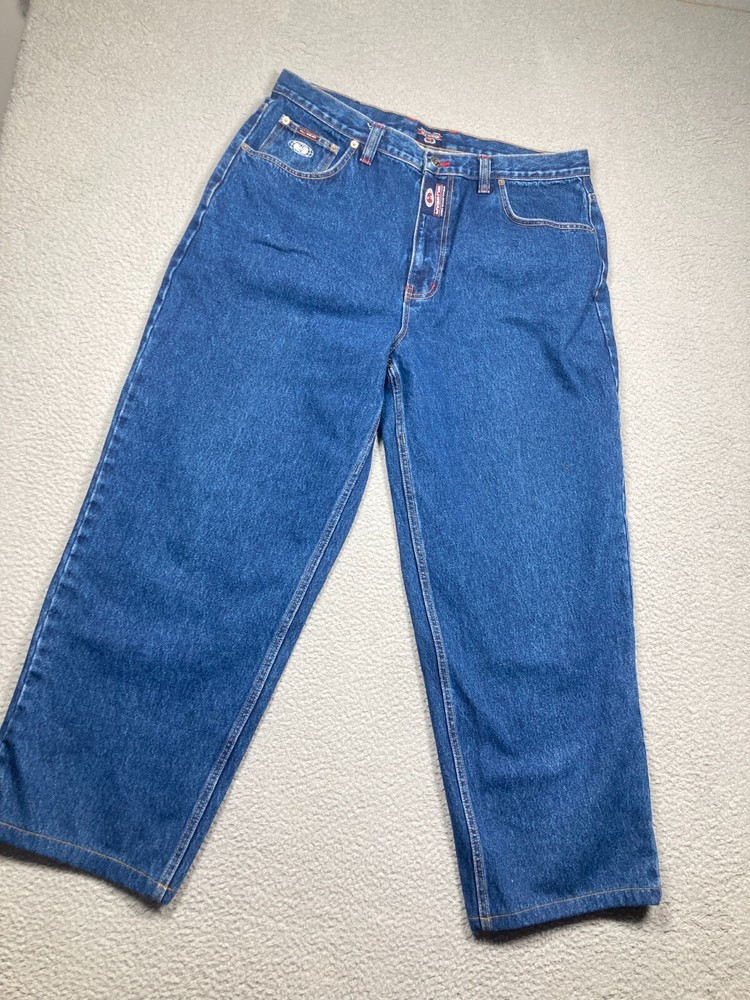 Wu Wear Mens 38x32 Blue Denim Wide Leg Skater Baggy Grunge Y2K Pants