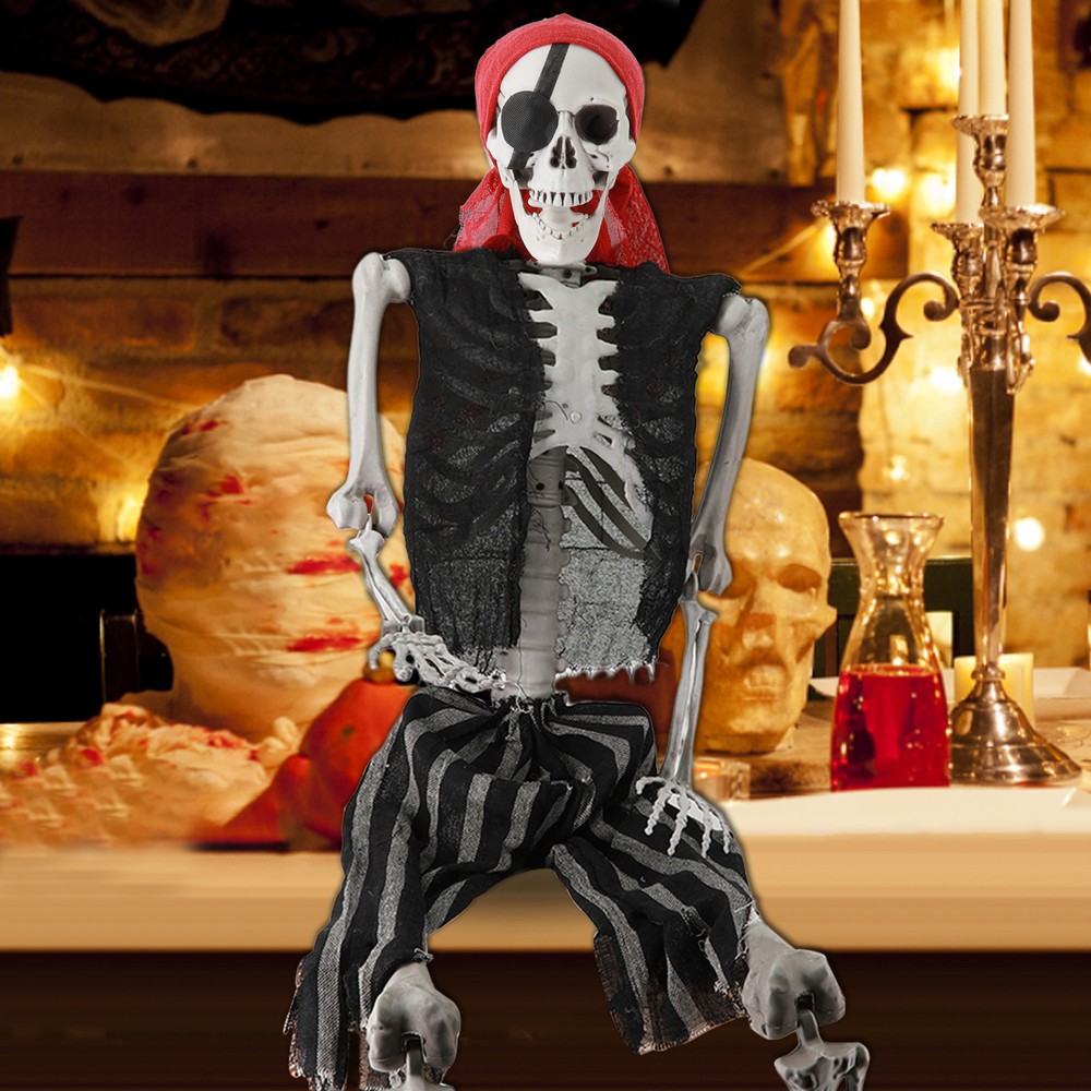 Full Body 165cm Pirate Halloween Skeleton Prop Decoration for Spooky Fun-image