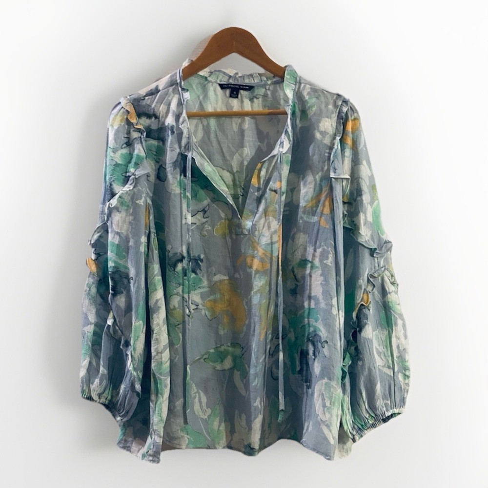 Zac & Rachel Floral Ruffled Blouse Top Women's Size 1X Boho Cottagecore Prairie
