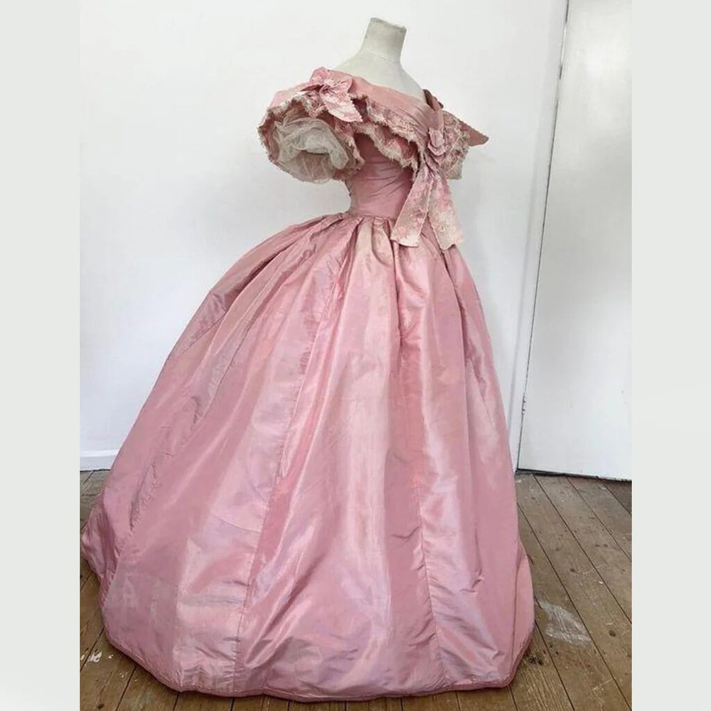 Victorian Dancing Ball Gown Civil War Princess Dress Pink Wedding Dresses