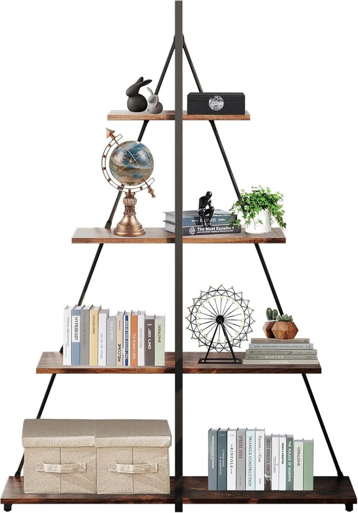 4-Tier Ladder Bookshelf a-Shaped Sailboat Design Bookcase Display Shelf Storage