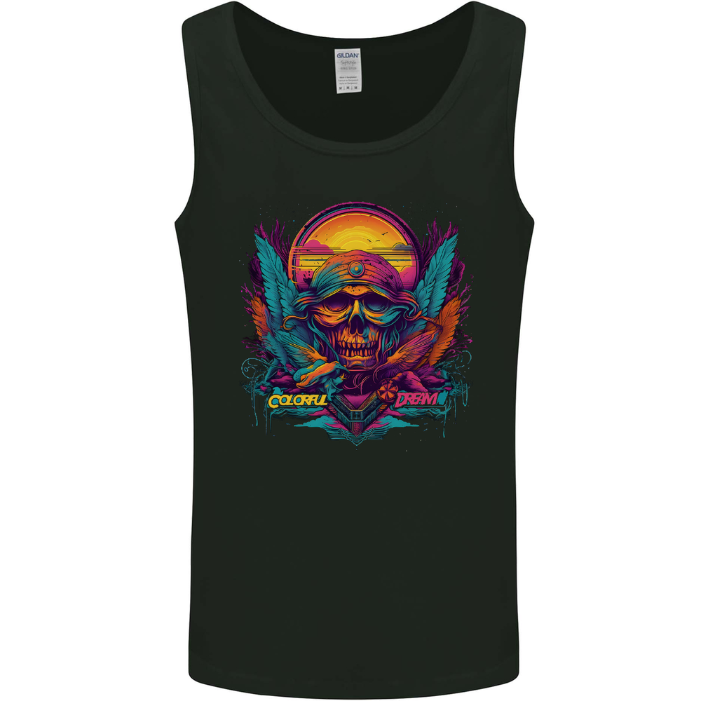 Colourful Dream Sunset Skull Mens Vest Tank Top