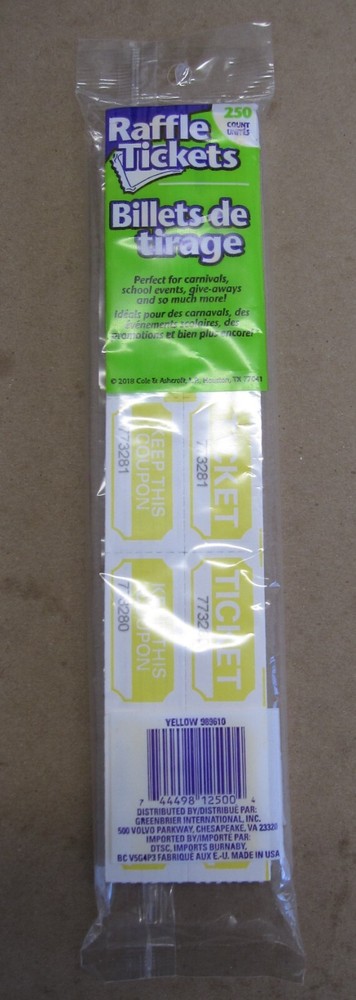 250 Yellow & White Raffle Tickets by Cole & Ashcroft - Keep This Coupon Style-image