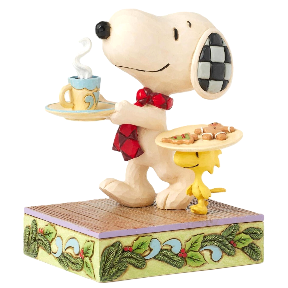 New Jim Shore Peanuts Snoopy & Woodstock Christmas Cookie Holiday Milk Figurine