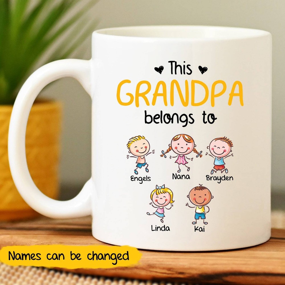 Personalized This Grandpa Belongs To Mug Birthday Christmas Gift Mug For Grandpa